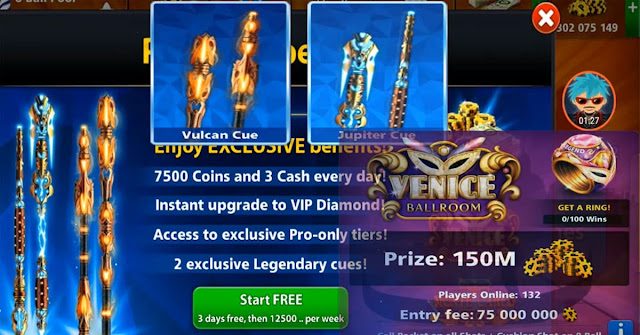 Table 150 Million 8 ball pool and Legendary for free