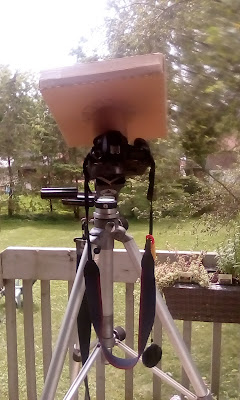 custom solar filter box on camera, from rear