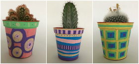 Plant pots decorated with Posca pens