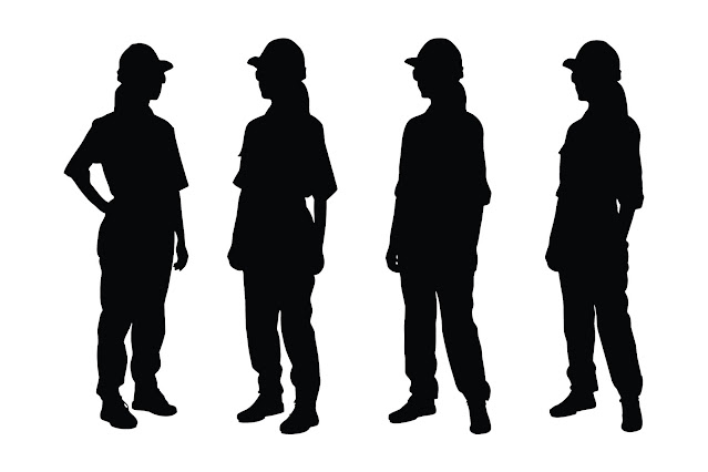 Engineer girl standing silhouette vector free download