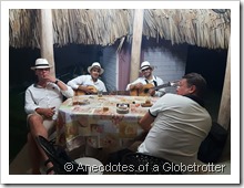 2 of the musicians with "Fidel" and "Raul"