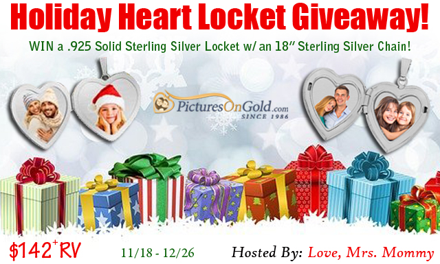 pictures on gold, heart locket, holiday gift, jewelry giveaway