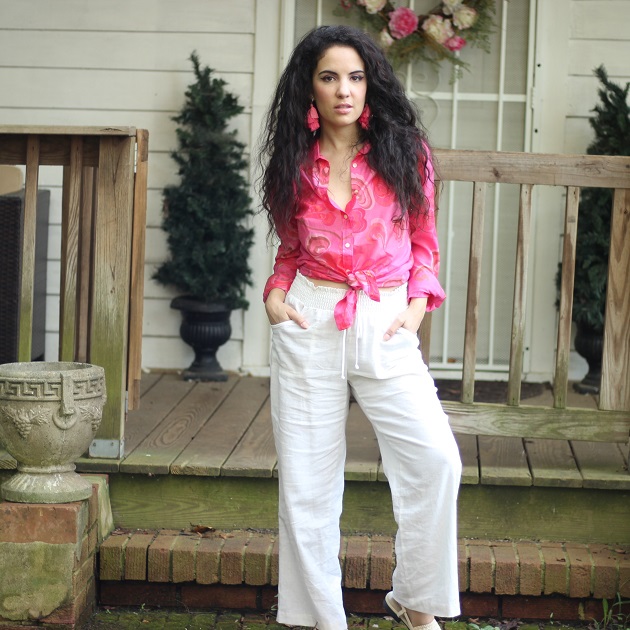 Bright Pink Print Blouse