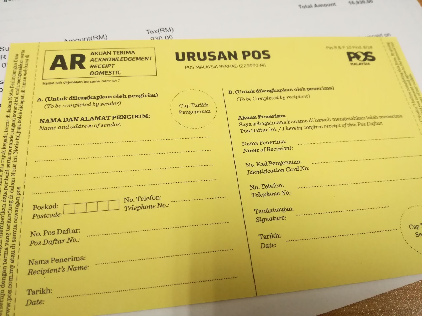 Ambil Barang Pos Laju Tanpa Surat