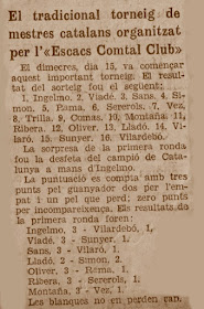 II Torneo de Maestros Catalanes 1936, recorte de prensa
