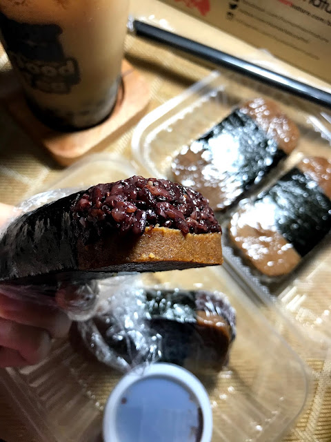 Very filling vegan spam musubi with black rice.