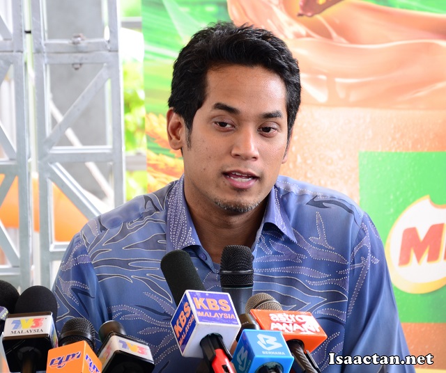 YB Encik Khairy Jamaluddin, Minister of Youth and Sports Malaysia addressing the media