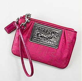 Coach Poppy Pleated Storypatch Wristlet #44070 - Pink