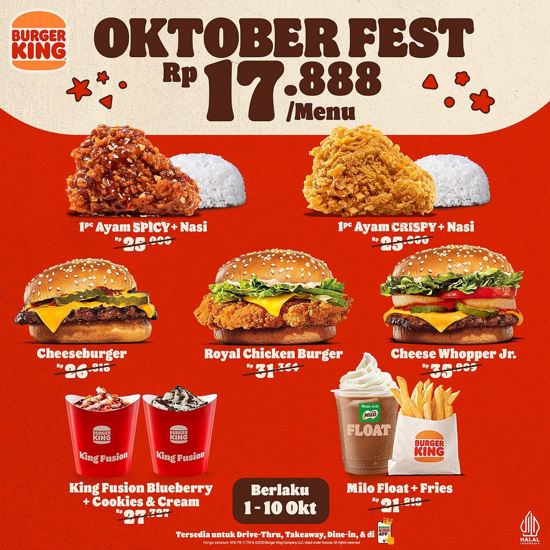 Promo Burger King Oktober Fest: Serba Rp 17.888