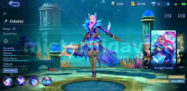 Script Skin Epic Odette Mermaid Princess Mobile Legends Patch Terbaru