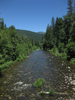 View of the Sacramento River from a bridge near Castle Crags State Park, California