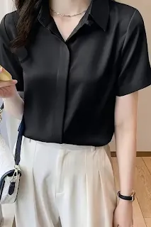 Elegant Black Short Sleeve Blouse