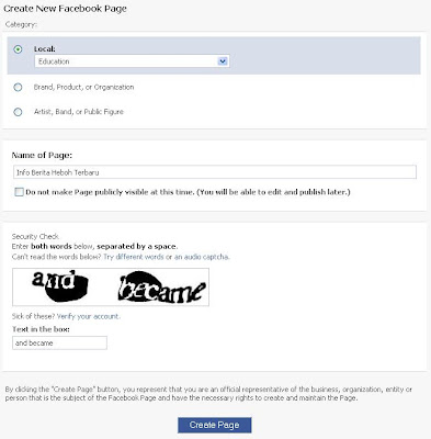 cara membuat fan pages facebook