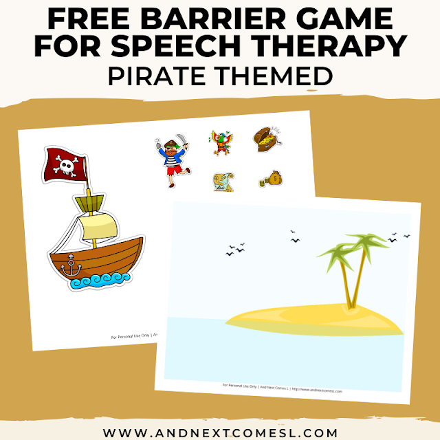 Free speech therapy barrier game: pirate themed