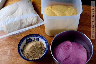 A colorful brunch bread using purple and orange sweet potatoes in an enriched dough. This bread is made in short sessions--make the dough and assemble the bread one day, bake when you're ready.