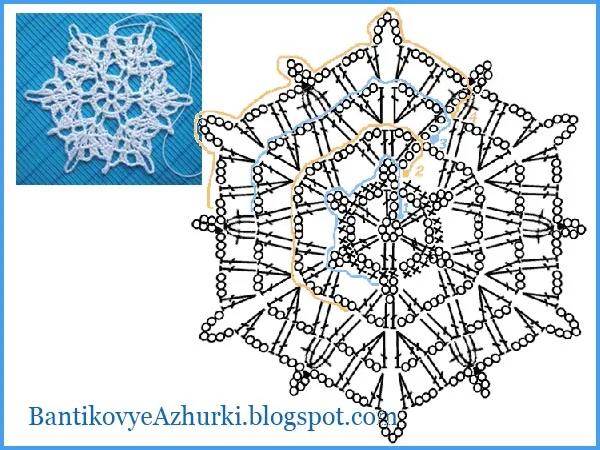 схема вязания снежинки крючком