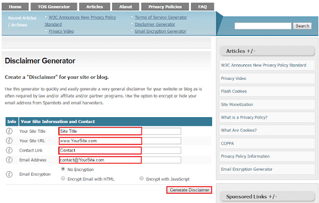 Cara Membuat Halaman Disclaimer Di Blogger