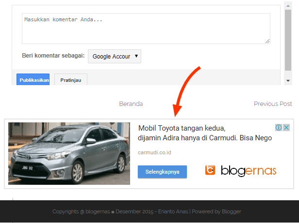 Cara Memasang Iklan Adsense pada Footer Blog