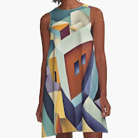 Cubist dress with the big city design