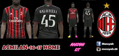 PES 2016 AC Milan 16-17 Home Kits by Mansyah