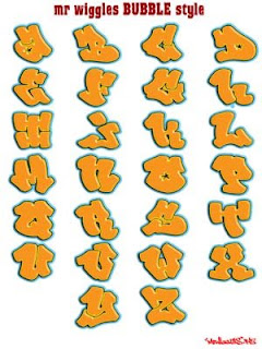 Graffiti Alphabet Bubble with Orange Color Style