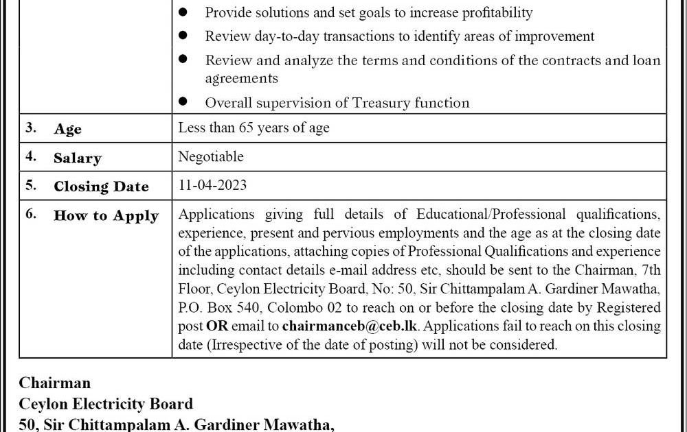 Ceb Job Vacancies In Sri Lanka