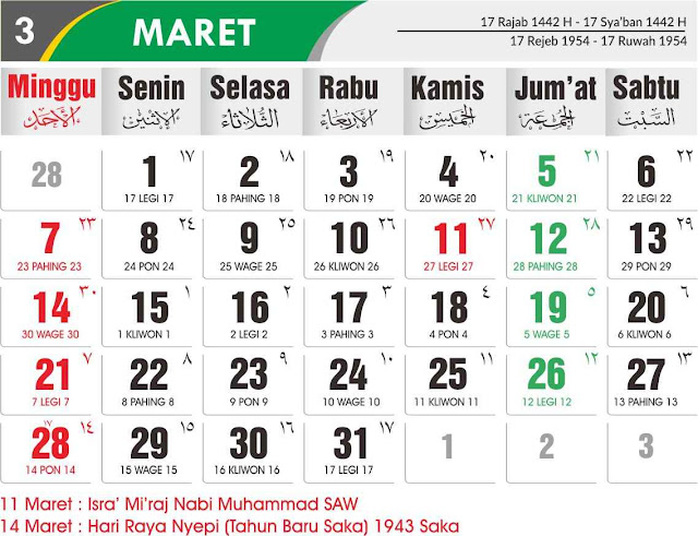  Kalender  Jawa  Maret  Dan April 2021 Kalender  Indonesia 