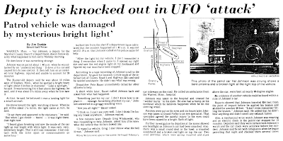 Deputy is Knocked Out in 'UFO Attack' – The Grand Forks Herald 8-29-1979