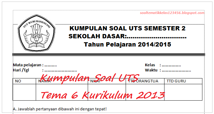 Soal Tematik SD Kelas 4 Tema 6,7,8,9 Semester 2/Genap 