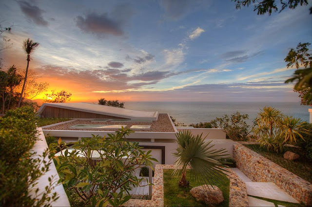 Picture of modern villa at sunset