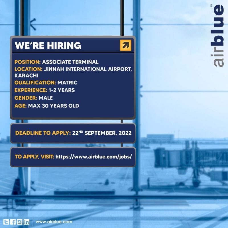 AirBlue Pakistan Jobs for Associate Terminal