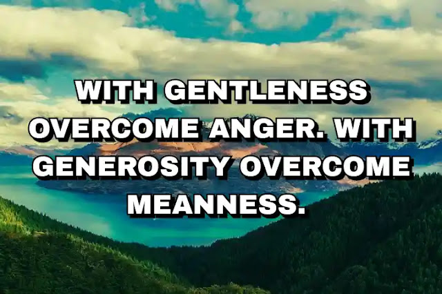 With gentleness overcome anger. With generosity overcome meanness.