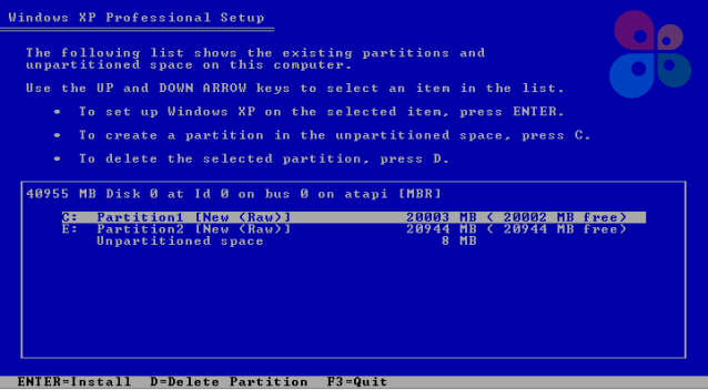 Cara Install Windows XP - Partisi pada Win XP