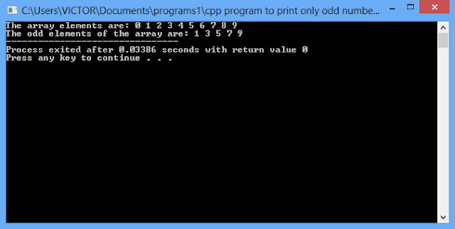 CPP program to print only odd number elements in an array