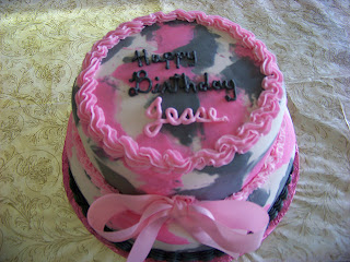 Beautiful Pink Camouflage Birthday Cake