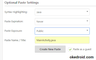 Optional Paste Settings Pastebin