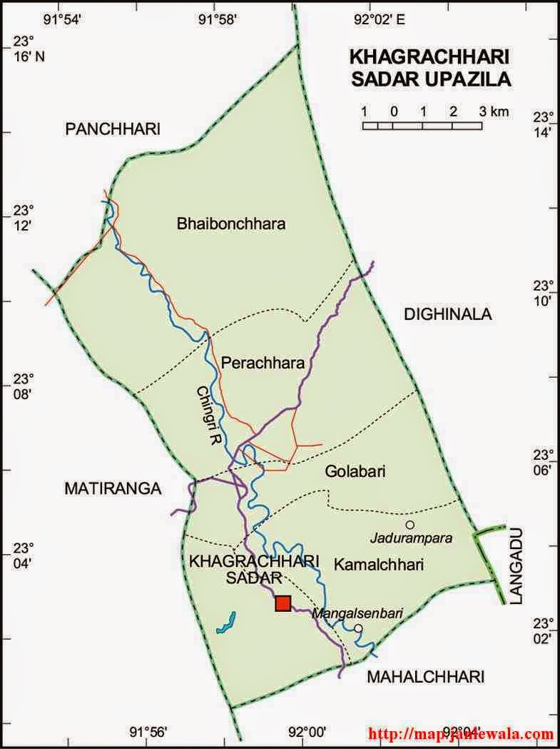 khagrachhari sadar upazila map of bangladesh