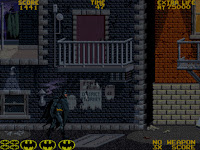 Here's a screenshot of Batman Level 01 gameplay. The poster on the wall makes me giggle "DENT FOR DISTRICT ATTORNEY"
