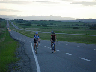 Late evening, looking back down 22X from the edge of Calgary.  Riders: Tara and Natasha