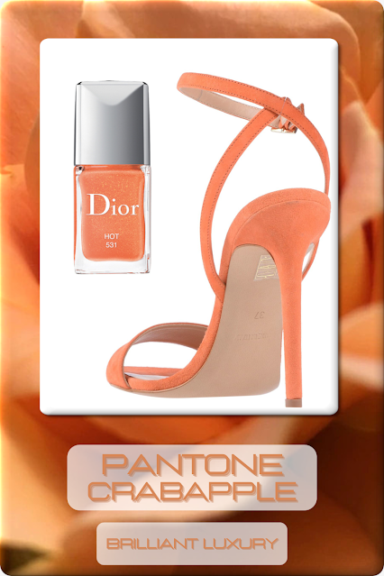 ♦Pantone Fashion Color Crabapple #pantone #fashioncolor #orange #shoes #bags #jewelry #brilliantluxury