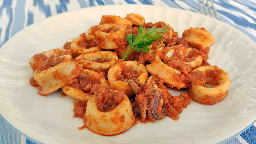 Calamares con sobrasada