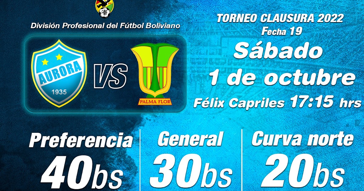 Club Aurora vs Palmaflor del Trópico live score, H2H and lineups