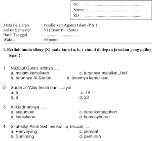 Kumpulan Soal Latihan UAS SD Kelas 6 Lengkap Semua Mata Pelajaran 