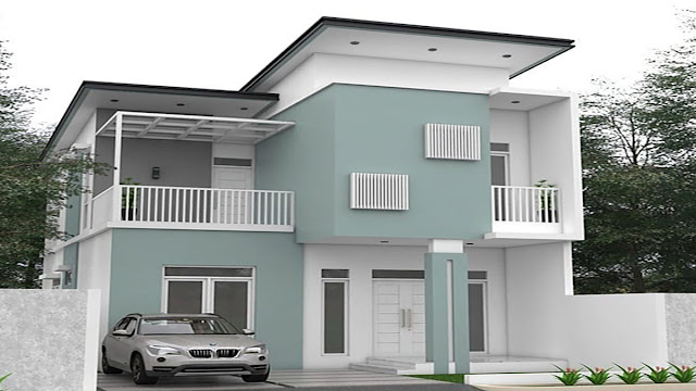 Rumah 2 lantai minimalis warna pastel