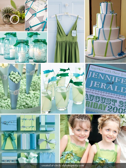 blue and green weddings