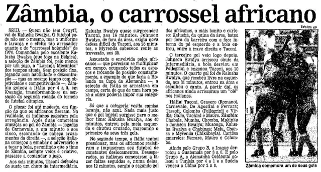 Zâmbia Itália 1988 O Globo