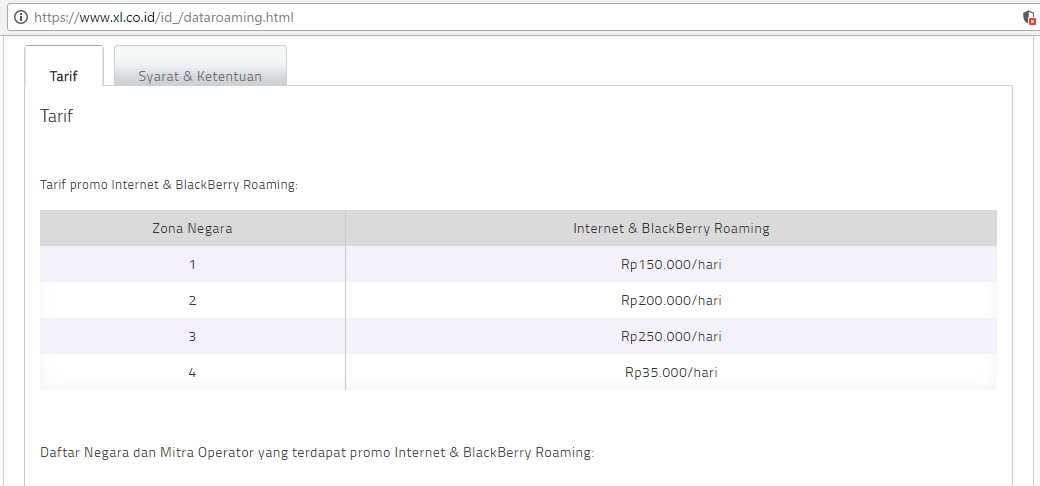 harga paket roaming keluar negeri xl