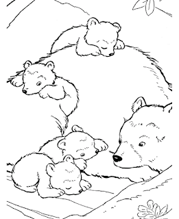 Cute Of Bear Familly With Baby Bear Coloring Pages