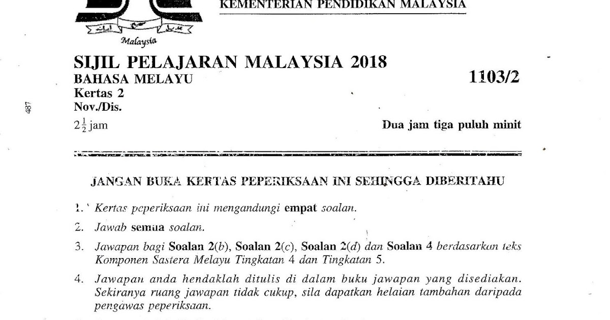 Laman Bahasa Melayu SPM: SOALAN KERTAS BAHASA MELAYU 2 