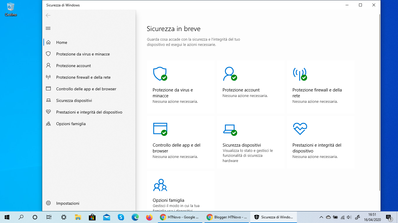 Sicurezza di Windows in Windows 10 - Protezione da virus e minacce | Il servizio si è interrotto